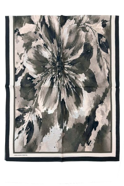 Benetton Patterned Fiore Shawl - 1043 - Brown