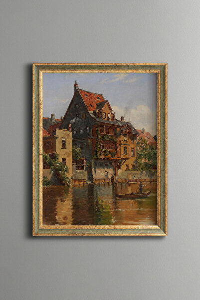 epiqart Historical Houses by the River - Vintage Patterned Painting - Fine Model