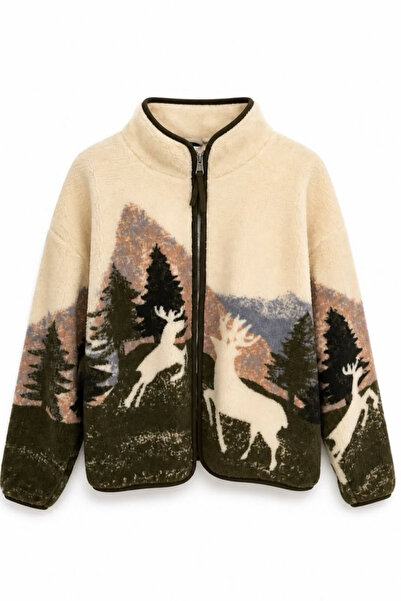 Sorridi Desenli Yarım Fermuarlı Polar Sweatshirt