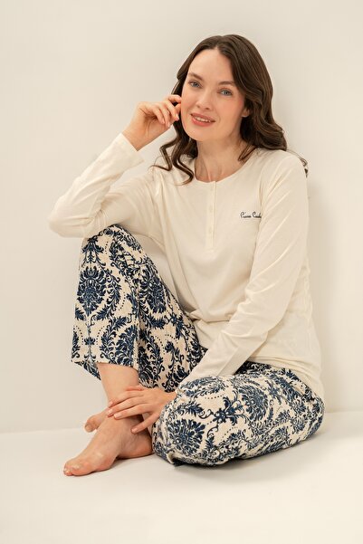 Pierre Cardin Cotton Modal Soft Textured Long Sleeve Women's Pajama Set