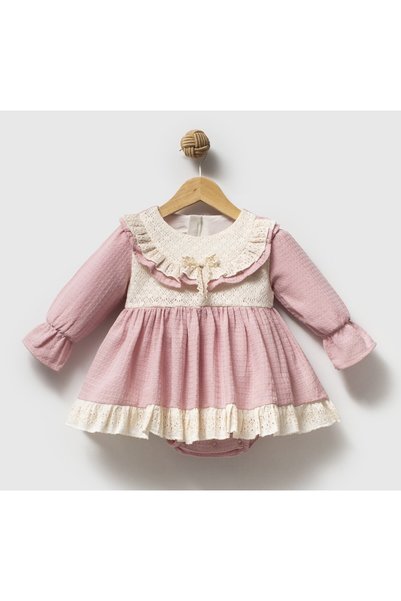 aysskids Chloe vintage lace collar bow detail holiday special occasion baby girl romper
