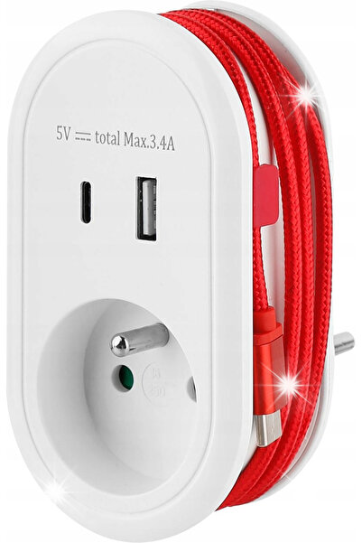 Strend Pro Hub USB A+C cu cablu USB C de 60 cm și încărcător de 5V