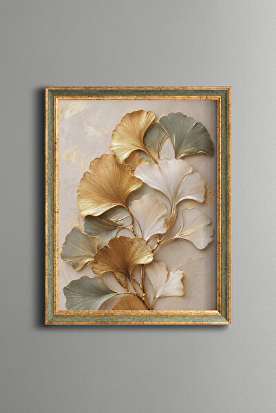 epiqart Golden Ginkgo Branch - Vintage Patterned Painting - Fine Model