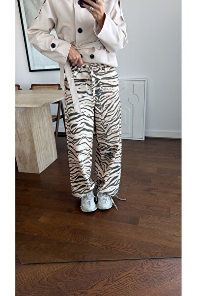 sinem kıvanç GABARDİN ZEBRA DESENLİ PANTOLON