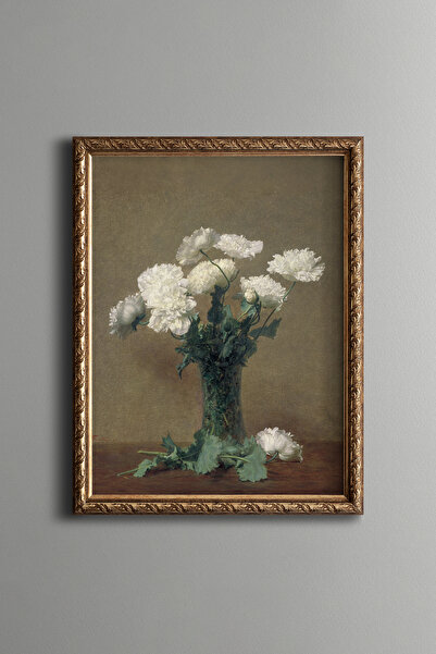epiqart White Peony Bouquet - Vintage Patterned Painting - Fine Model