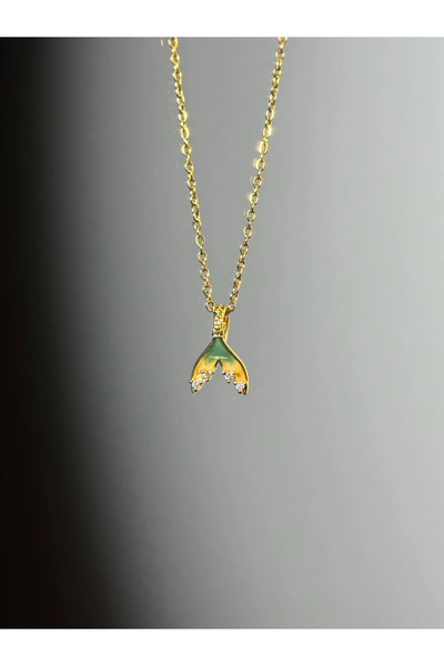 Harlofia Jewelry Steel stone minimal mermaid merlin necklace