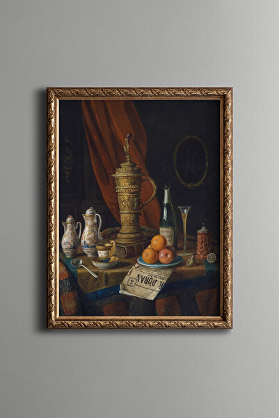 epiqart Still Life with Ornate Jug and Fruits - Vintage Patterned Painting - ...
