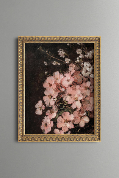 epiqart Pink Spring Flowers - Vintage Patterned Painting - Fine Model