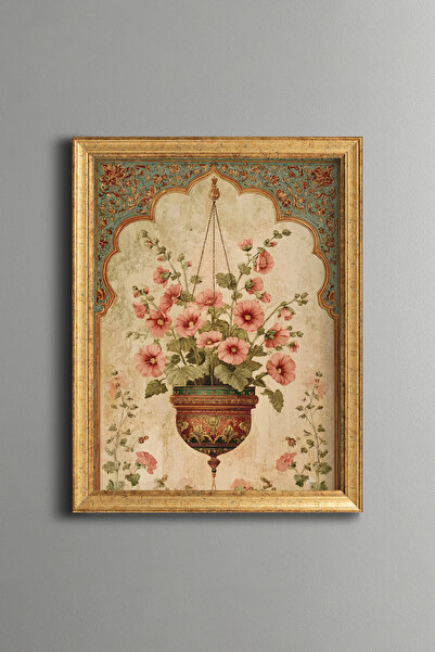 epiqart Marshmallow Flowers in a Decorated Vase - Vintage Patterned Painting ...