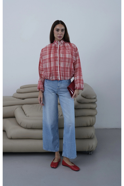 roea Plaid Bomber Jacket Red