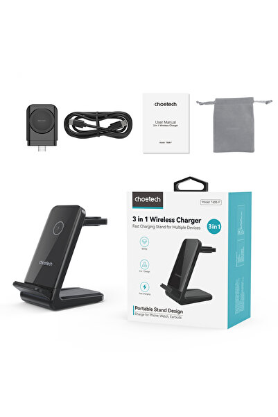 CHOETECH MagLeap 4-in-1 Wireless Charging Station 15W, Magnetic Stand for iPhone, Watch & AirPods, White T608-F