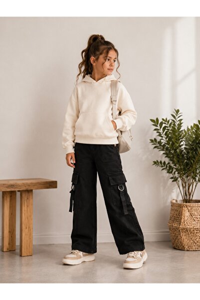 Fabrick Kids Kargo Cepli Pantolon - Siyah (Kız Çocuk)