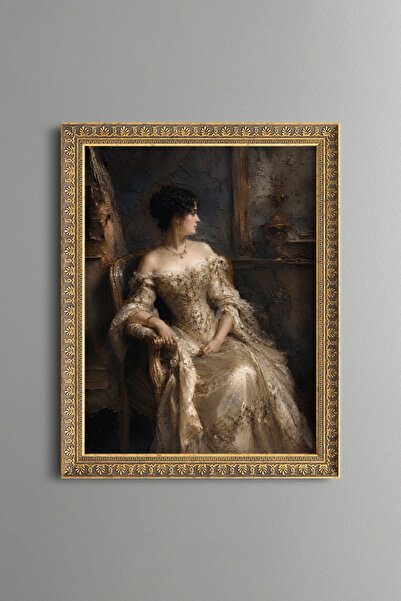 epiqart Elegant Woman - Vintage Patterned Painting - Slim Model