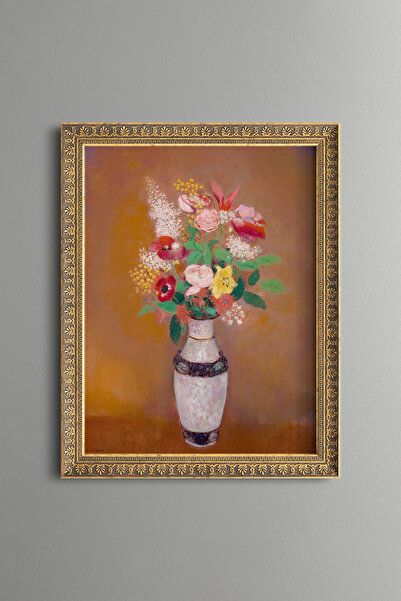 epiqart Colorful Flowers in a Decorated Vase - Vintage Patterned Painting - F...