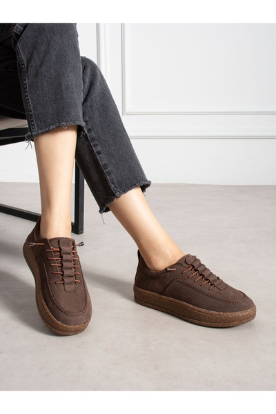 ALEMDAR AYAKKABI Zafi̇ra Brown Genuine Leather Women's Shoes