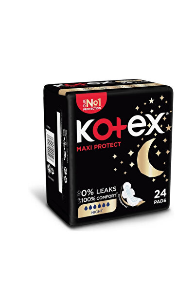Kotex Maxi Protect Thick Pads, Overnight Protection Sanitary Pads with Wings,...