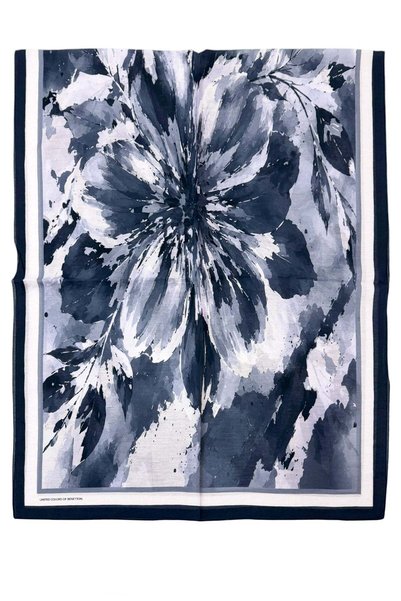 Benetton Patterned Fiore Shawl - 1043 - Navy Blue