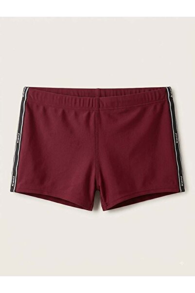 Bordo Yan Şeritli Erkek Boxer Mayo