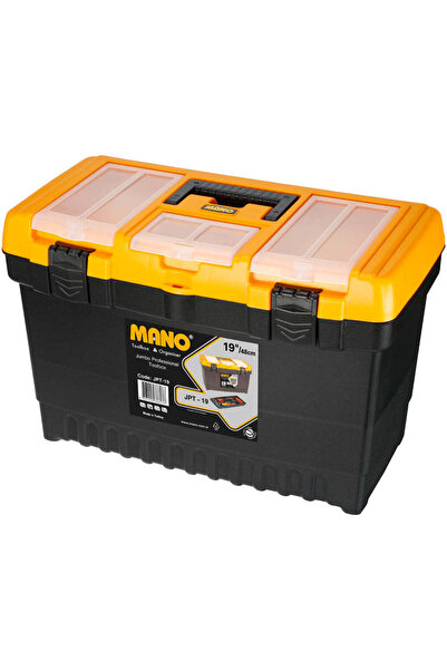 MANO Jumbo Plastic Tool Box with Plastic Lock and Upper Compartments, 19 Inch...