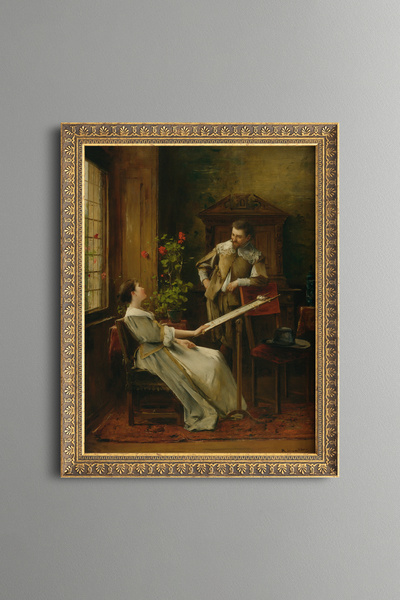 epiqart Chat in the Painter's Workshop - Vintage Patterned Painting - Fine Model