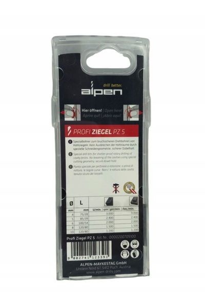 Alpen Set de burghie pentru cărămizi, cărămizi goale, cu diametre de 4/5/6/8/...
