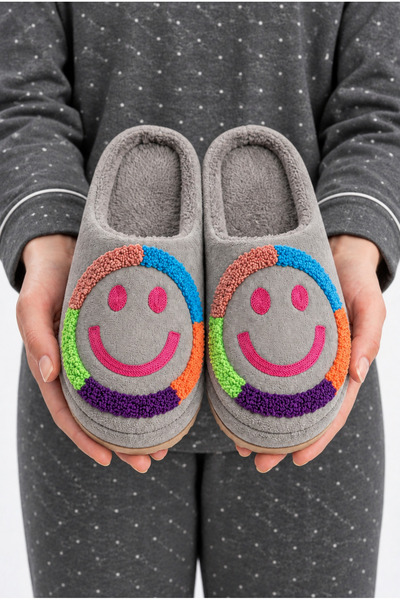 Slipcat Women'S, Velvet, Smiling Face Figured, Wool Inside, Silent Sole House...