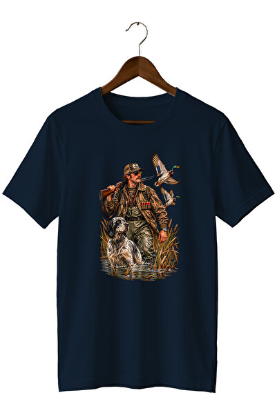 WİDİ Hunter and Wild Duck Printed Unisex Regular Fit Crew Neck T-Shirt