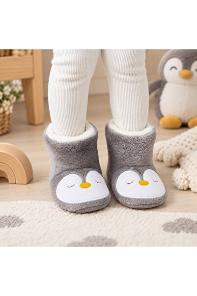 BEBEXO KIDS Bebek Kedi-Penguen Figürlü Peluş Panduf Patik Ev Botu | Yumuşak ,...