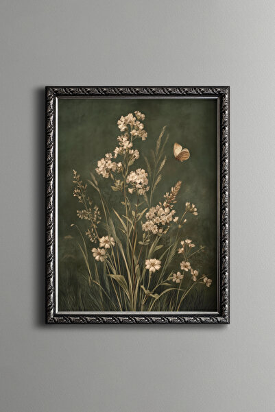 epiqart Wild Flowers and Butterfly - Vintage Patterned Painting - Fine Model