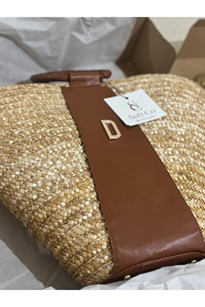Kişiselleştirilebilir Taba Colette Dark Hasır Çanta