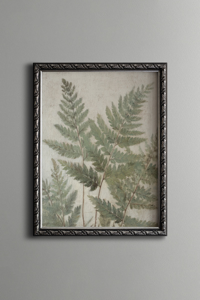 epiqart Green Fern Branches - Vintage Patterned Painting - Fine Model