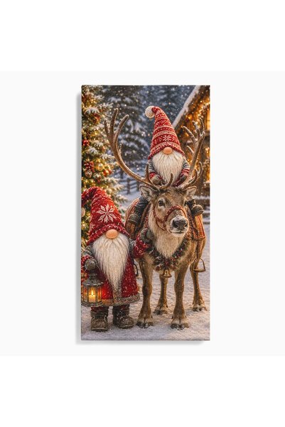 Luxcanva Tablou Canvas Craciun Magic Cu Gnomi 60x120 cm pe Sasiu Lemn Sarbato...
