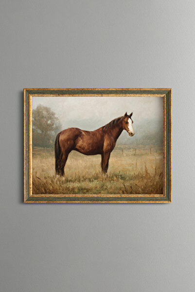 epiqart Brown Horse - Vintage Patterned Painting - Fine Model