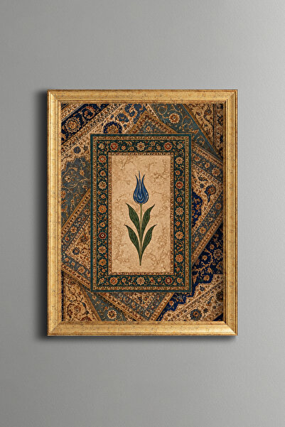 epiqart Blue Tulip Motif - Vintage Patterned Painting - Fine Model