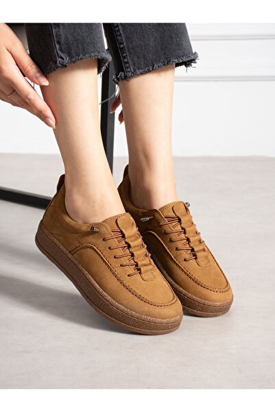 ALEMDAR AYAKKABI Zafi̇ra Tan Genuine Leather Women's Shoes