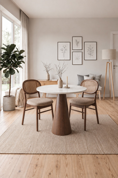 Fagus Wood Midas Mantar Ayaklı Yuvarlak Porselen Masa Takımı - Hazeran Sandal...