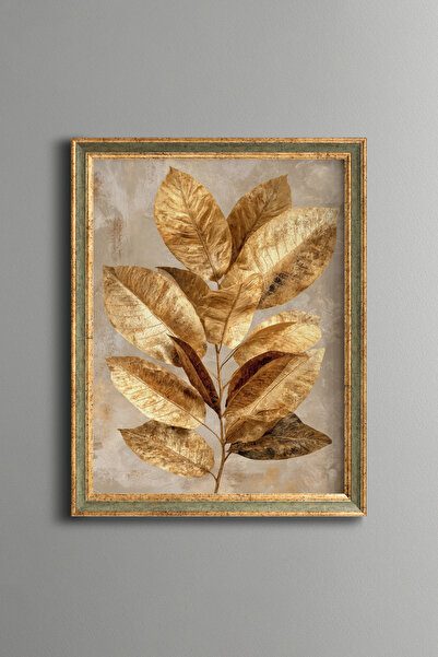 epiqart Gold Colored Leaves - Vintage Patterned Painting - Fine Model