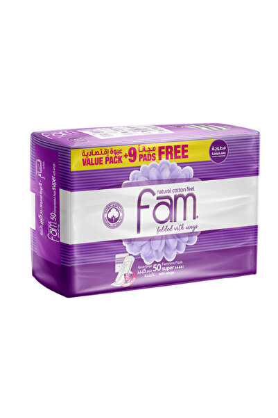 FAM - Large Sanitary Napkins with Wings, 50 Pads