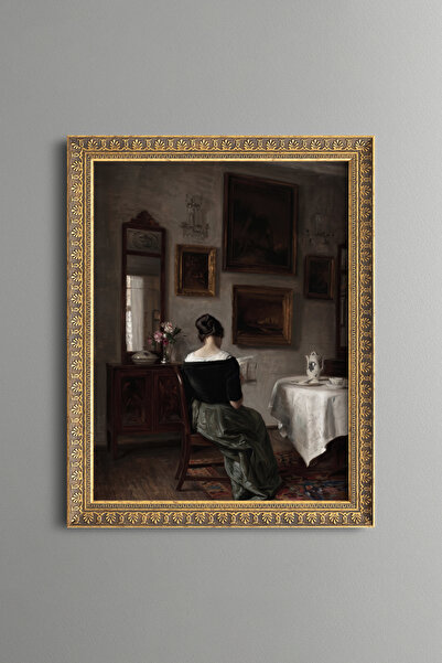epiqart Woman Reading a Letter - Vintage Patterned Painting - Fine Model