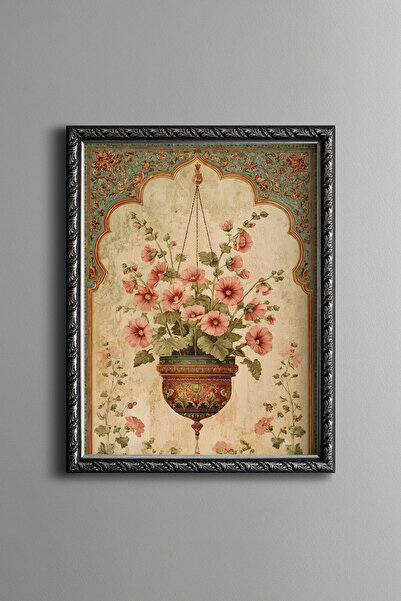 epiqart Marshmallow Flowers in a Decorated Vase - Vintage Patterned Painting ...