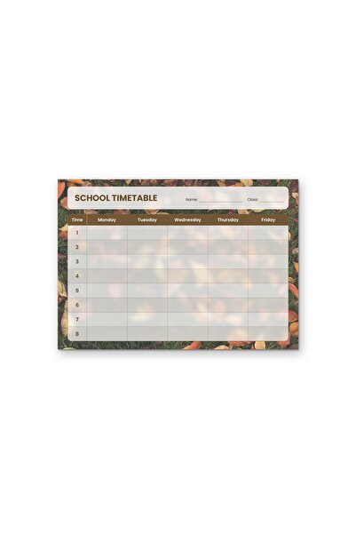 OEM Orar Scolar Model Frunze de Toamna, Luni-Vineri 8 Ore, Carton 250g, A4