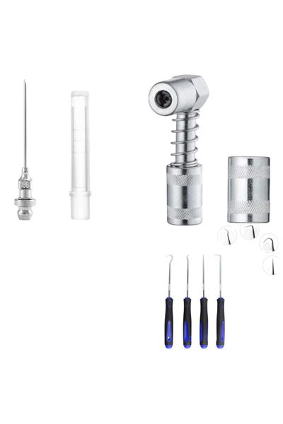 OEM Set accesorii gresare, cap gresor 90° +1 ac niplu +4 unelte multifunctionale