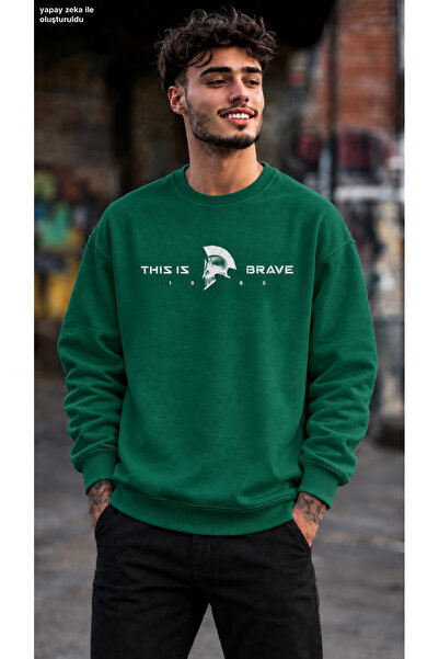 caddekombin Men's This Is Brave 1985 Written Warrior Helmet Printed Crew Neck...