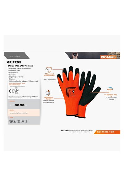 Rostaing 4 Adet GRIPRO-IT09 Genel Kullanım Eldiven No:9 - L