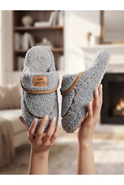 SWORD Women's House Slippers |   Wool Plush Slippers |   Patterned Half-Close...