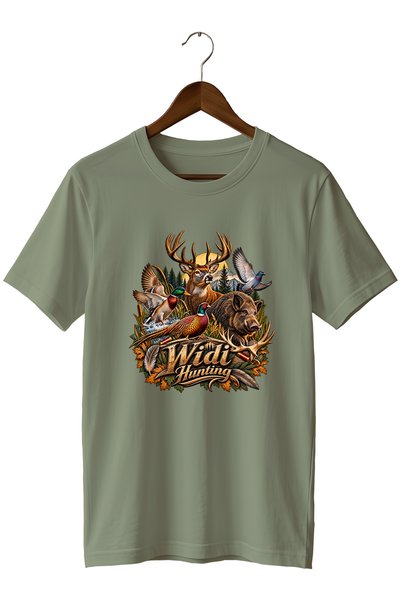 WİDİ تي شيرت للجنسين بطباعة صورة الغزلان والحياة البرية من Hunting Geyik and ...