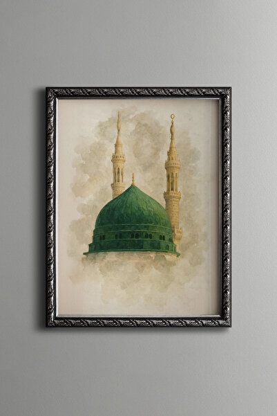 epiqart Green Dome of the Prophet's Mosque - Vintage Patterned Painting - Fin...