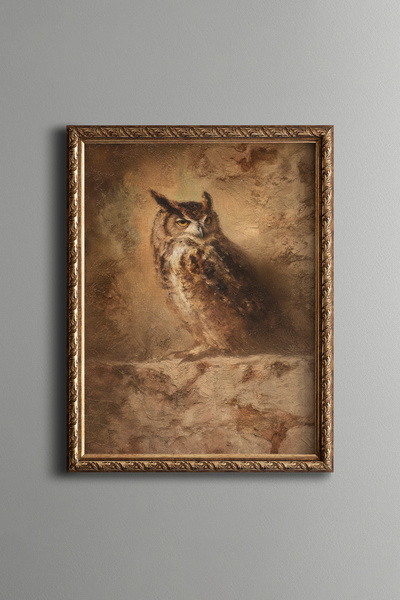 epiqart Owl - Vintage Patterned Painting - Fine Model