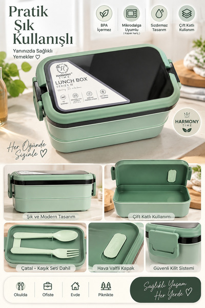 EVENT Harmony Time Lunch Box 2-Tier Food Storage Container – Leak-Proof Lunch...