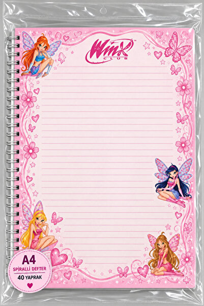 Atölye Prana Winx Temalı A4 Spiralli Defter 40 Yaprak Çizgili Kız Çocuk Genç ...